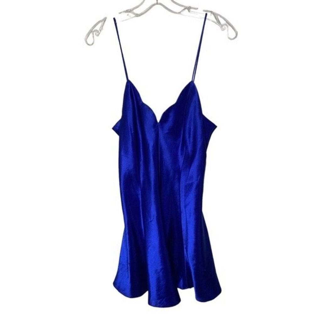 Fredrick’s of Hollywood Blue Silky Slip Dress Lingerie Negligee Small